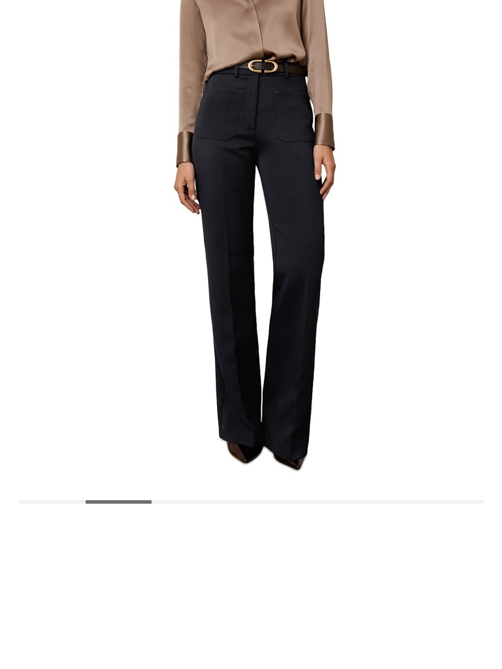 Reiss Black Boot-Cut Trousers with Patch Pockets - Picture 5 of 11